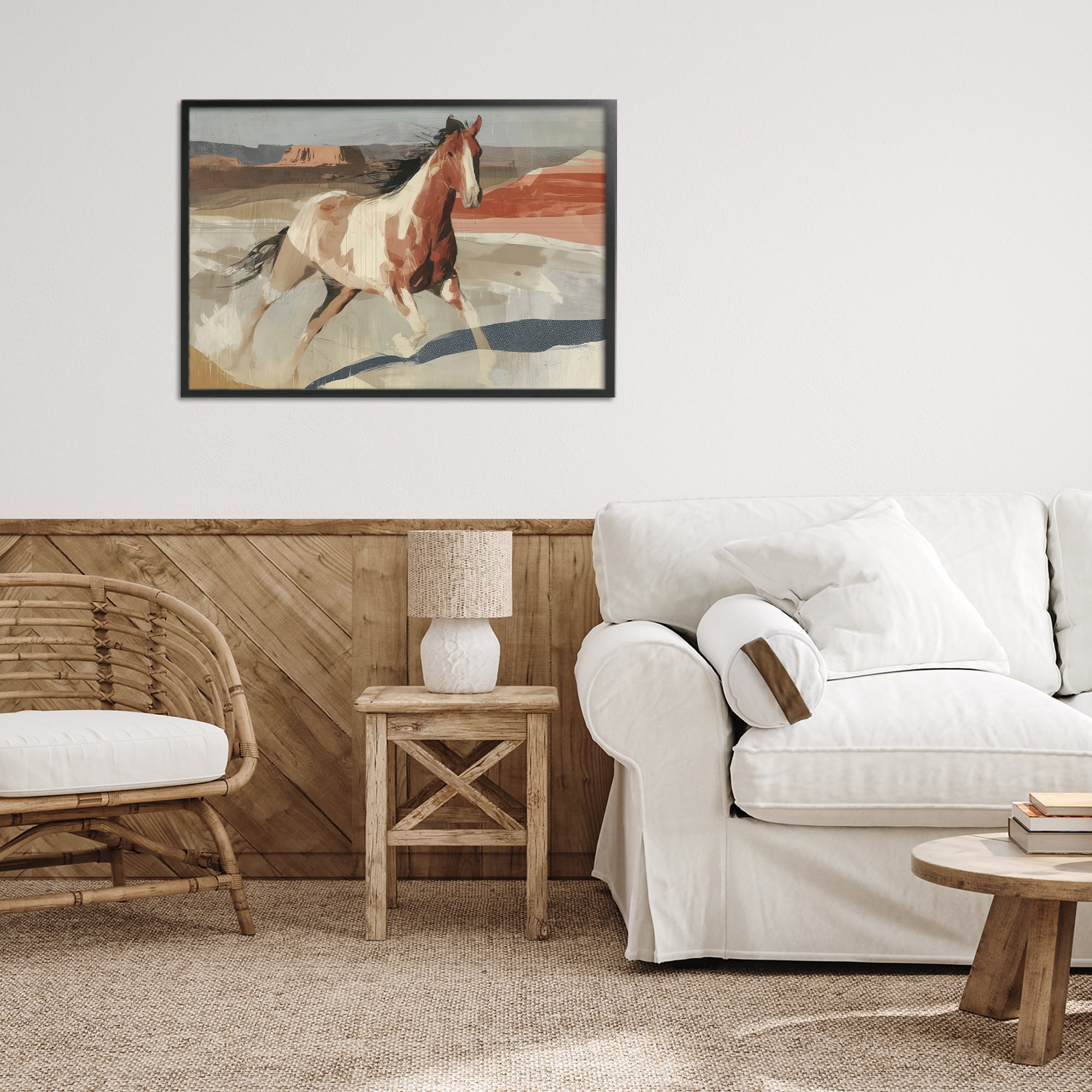 Stupell Industries Wild Horse Across Plains Black Framed Giclee Art, design by Chromatic Storm Studio