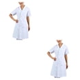 thumbnail image 3 of Naiovety Elegante abrigo médico de manga corta para mujer para médicos y enfermeras Blanco L 2Conjunto, 3 of 6