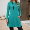 thumbnail image 2 of Yuannlog Womens Hoodies Long Tops Sweatshirts Autumn Warm Casual Long Sleeve Hoodie Dress For Fall And Winter Pockets, 2 of 8