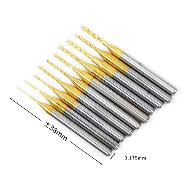 Riwesomey Juego de rotativas CNC, fresa de extremo de carburo con capa de titanio, brocas de grabado, molde PCB, fibra de plástico, fibra de Artesanía Riwesomey TO005210-00
