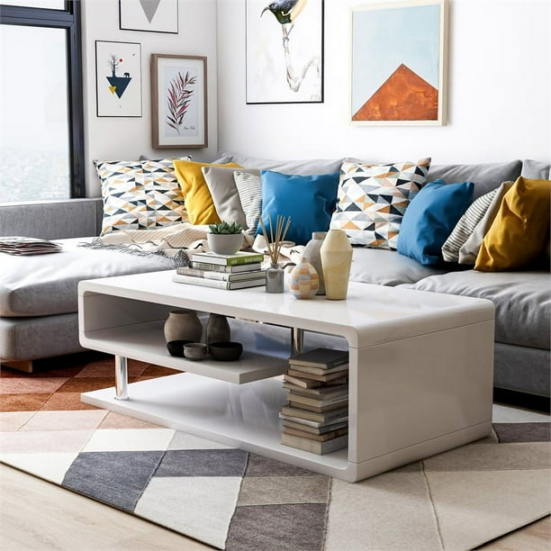 Furniture of America Lazer Geometric Wood Coffee Table in Glossy