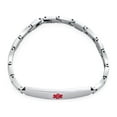 thumbnail image 3 of DNR-Do Not Resuscitate Bracelet d'Identification Médicale en Forme de Feuille Chaîne Nom à la Mode Plaqué Rouge pour Hommes Adolescents Ton Argent Acier Inoxydable 8.5 Pouces Gravé sur Mesure, 3 of 5