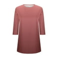 thumbnail image 7 of JTZGDY Fall Tunic Tops for Women Fashion Tie Dye/Striped/Color Block/Floral Printed 3/4 Length Sleeve Crewneck Graphic T-Shirts Loose Flowy Dressy Pullover Blouse Watermelon Red#01 S, 7 of 7