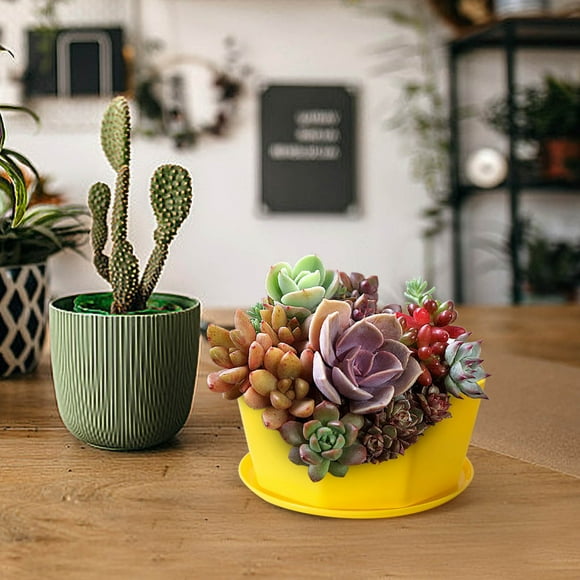 Resin Flower Pots for Plants, EDHITNR Thickened Imitation Ceramic Planter with Base Support, Large Plastic Potted Planters for Balcony Indoor Outdoor Decor