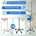 thumbnail image 2 of Medical IV Pole with Tray, 60" to 78" Adjustable Height IV Fluid Bag Stand with 4 Hooks, Portable 5-Leg IV Pole with Tray Wheels for Hospital Clinic Home IV Infusion, 2 of 7