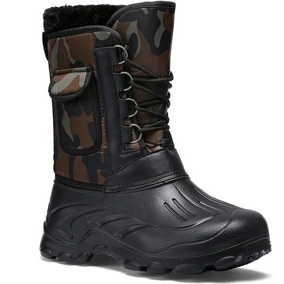 Tanleewa Fashion Men Snow Boots Nonslip Waterproof Warm ts Faux Fur Lined Winter Shoes Gift