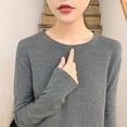 thumbnail image 1 of Nouveau Femmes Automne Hiver Vêtements Solide Col Rond Pull Pull Manches Longues Pulls Tricot Chemise Femmes Tops, 1 of 5