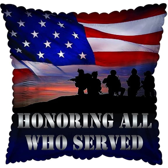 PMU Patriotic Veterans Day Honoring All Who Served 18 Inch Mylar-Foil Balloon Pkg/1