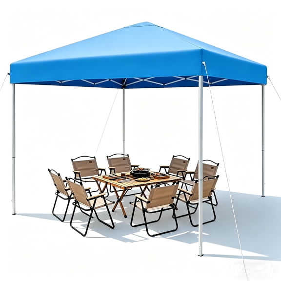 PATBRELA 10x10 Pop Up Canopy, Easy Setup Adjustable Canopy Tent with Stakes & Ropes for Outdoor Camping, Party, Backyard, Blue
