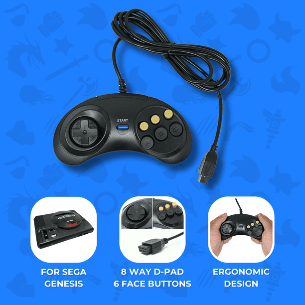 SEGA, Classic Sega Genesis Controller, 6-Button Game pad, 6 ft