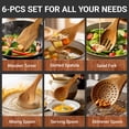 thumbnail image 4 of Kikcoin Wooden Cooking Utensil Set, 6 Pcs Acacia Wood Spoons for Cooking, Kitchen Utensils Set for Nonstick Pots, 6 Hooks Included, Heat Resistant, 4 of 9