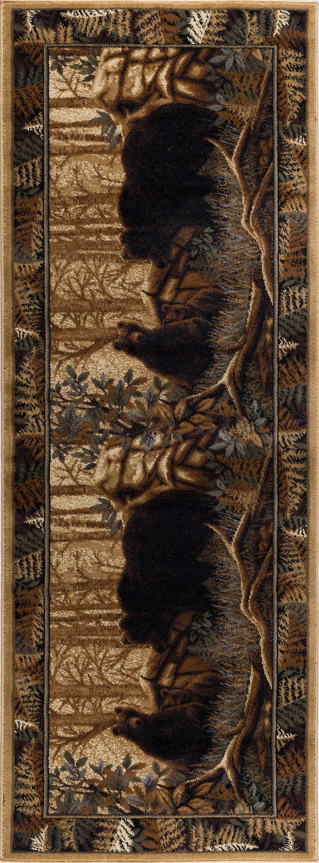 Novelty Lodge 3'x8' Rectangle Beige and Black Polypropylene Indoor Runner Rug