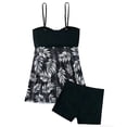 thumbnail image 4 of Gyujnb Leaf Print Maternity Tankini Twist Front Ruffle Skirted Top Adjustable Straps High Waist Pregnancy Two Piece Swimwear,XL, 4 of 4