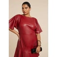 thumbnail image 4 of ELOQUII Women's Plus Size Drapey Faux Leather Mini Dress, 4 of 4