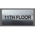 thumbnail image 1 of 11th Floor Sign- Floor Number Tactile Touch Braille Sign (Aluminium !!, Brush Silver,Size 4x8)- The Sensation line(ref-2022-4), 1 of 4