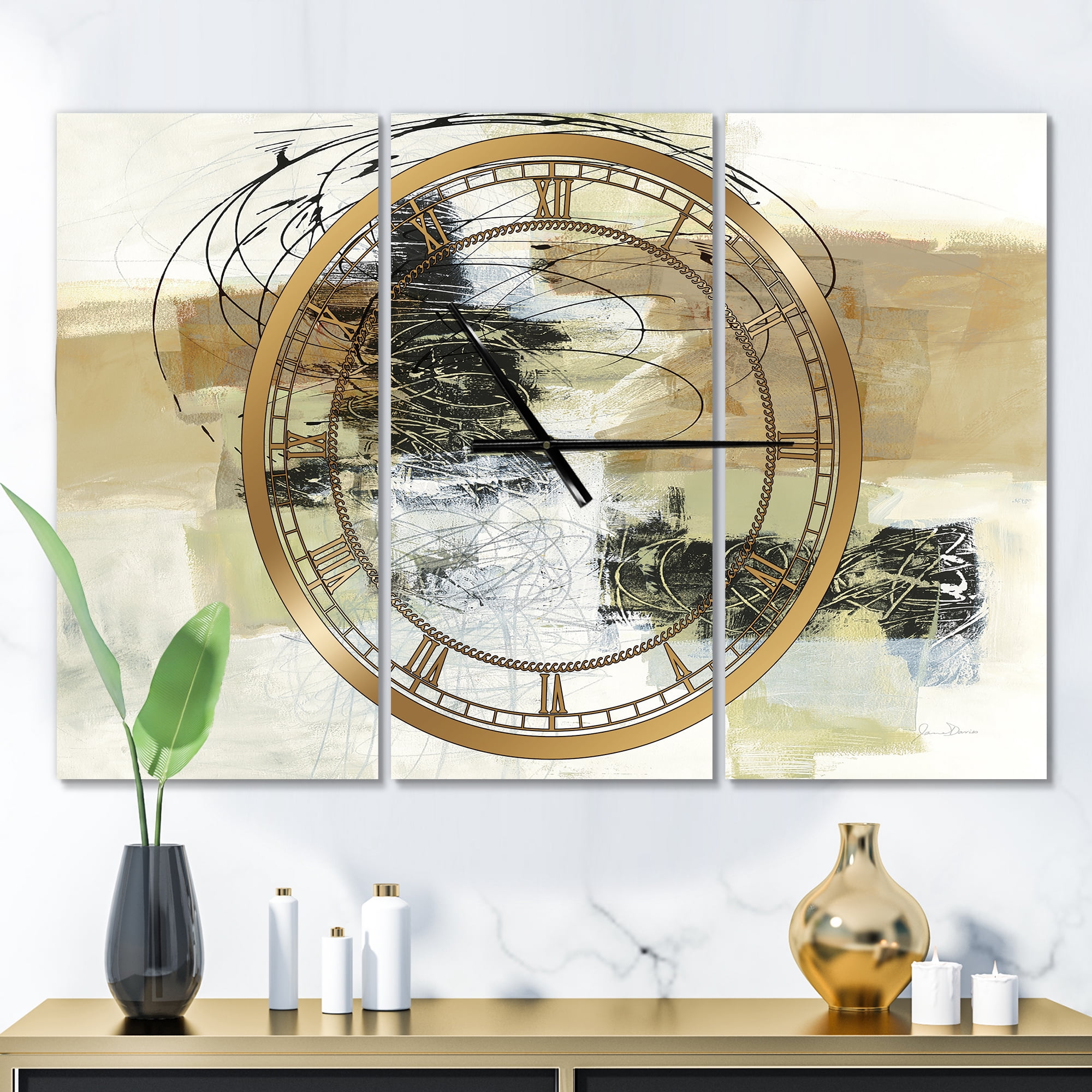 Designart 'Glam Cream Dream I' Modern wall clock