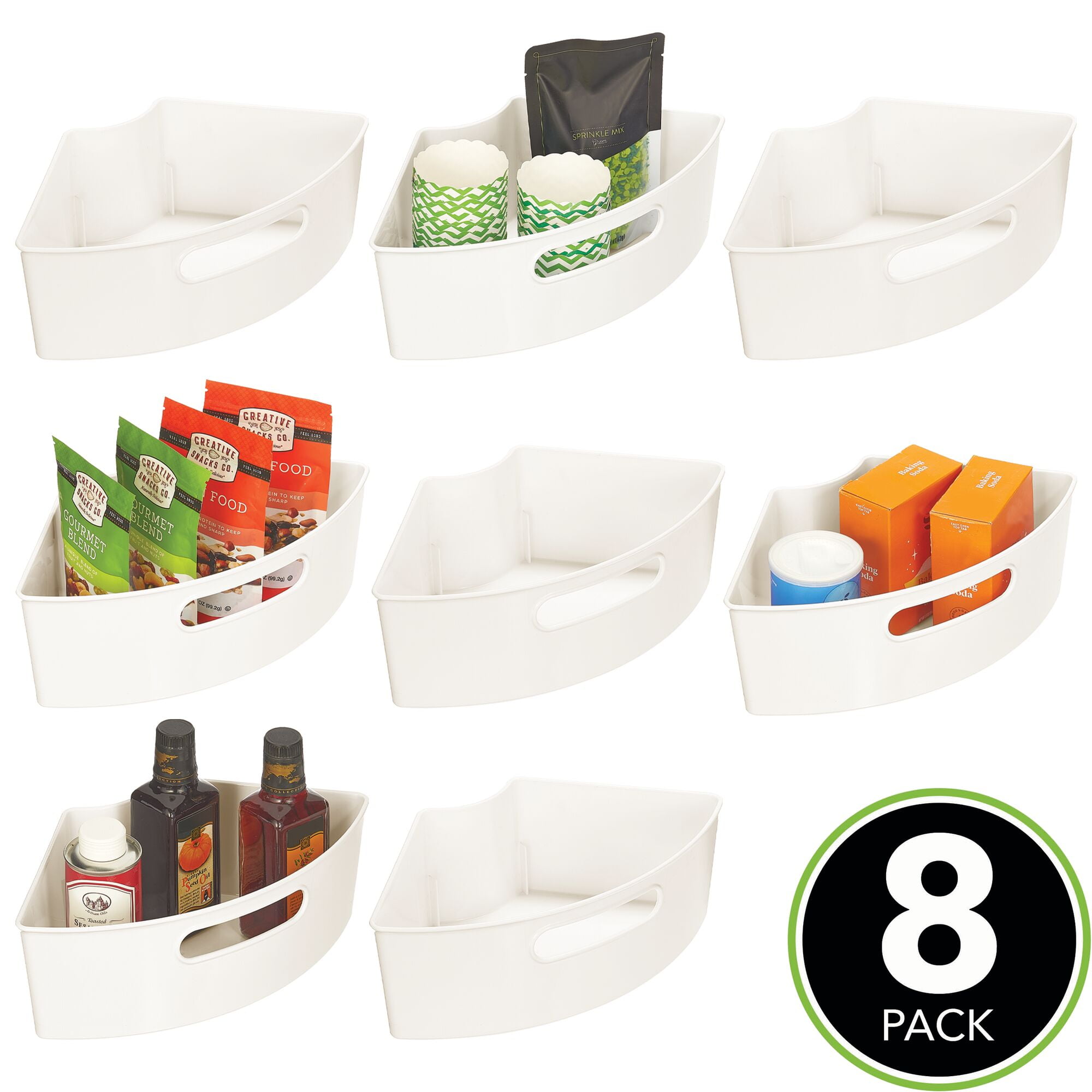 Buy mDesign Plastic Lazy Susan Storage Bin with Front Handle