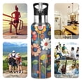 thumbnail image 7 of Yayeee 33oz Insulated Water Bottle Double Wall Stainless Steel with Flip Straw Lid, Blue Colorful Flowers, 7 of 7