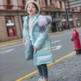 thumbnail image 2 of KAUOD Girls Long Winter Parka Coats Cute Gradient Color Quilted Puffer Jackets Faux-F𝐮r Insulated 𝗦now Ski down Outwear, 2 of 8