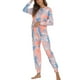 thumbnail image 3 of Mujeres pijama conjunto Tie Dye suelta cómodo con estilo 2 unidades dormir Top Pantalones, 3 of 6