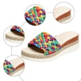 thumbnail image 6 of Rokment Women's Multicolor Woven Platform Wedge Slides Sandals Boho Beach Casual Open Toe Espadrilles Chunky High Heels Dress Slip on for Summer 2026 Multicolour Size 6, 6 of 8