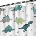 thumbnail image 3 of White Cartoon Dinosaurs Triangles Plants Pattern Shower Curtain 72"x72" ,Bathroom Decorative Shower Curtains Set with 12 Hooks,Modern Waterproof Washable Shower Curtain, 3 of 6