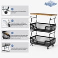 thumbnail image 4 of HaiCube 3-Tier Metal Wire Rolling Cart with Wheels, Stackable Storage Organizer Cart with Top Shelf for Pantry, Kitchen Fruit Snack Book Storage Rack, 4 of 9