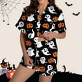 thumbnail image 1 of Ensembles de Pyjama pour Femmes Pyjamas Graphiques Imprimés Satin Mignons Vêtements de Nuit Boutons Manches Courtes Hauts Shorts Ensembles S, 1 of 5