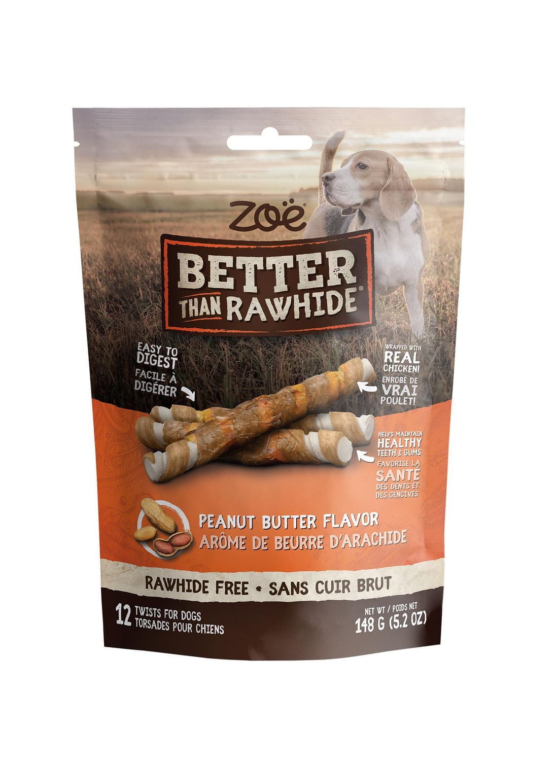 Torsades Better than Rawhide Zoe, beurre d'arachide, 148 g 148g / 12 Torsades
