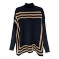 thumbnail image 4 of Chandail pour Femmes Automne/hiver Col Roulé Tricoté Manches Chauve-Souris Design Rayé, 4 of 5