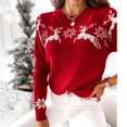 thumbnail image 1 of Haut à Manches Longues pour Femmes avec Imprimé Flocon de Neige et Élan de Noël, 1 of 3