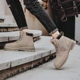 thumbnail image 4 of RotHome Mens Platform Boots High Top Combat Ankle Booties Lace-up Round Toe Non-Slip Treaded Sole Outdoor Work Casual Leather Footwear, 4 of 4