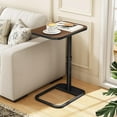 thumbnail image 2 of TV Tray Table, Adjustable Height & Rounded Metal Corners, Snack Table for Couch, Sofa, Bed, Chair, Living Room, C Shaped End Side Table for Eating, Dinner or Laptop, Small Spaces, Espresso, 2 of 18
