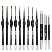 Nicpro Miniature Paint Brushes & Dry Brush - 12PCS Model Paint Brush Set for Acrylic Watercolor Oil, Detail Painting Drybrush Kit for Miniature Painting, Model, Paint by Number, Craft