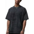 thumbnail image 2 of Men's Cotton T-Shirts Oversized Unisex Short Sleeves Casual Loose Wash Solid Basic Tee Tops, 2 of 9