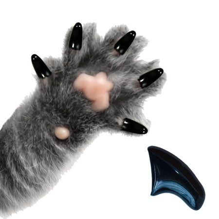 PRETTY CLAWS 40 Piece Soft Nail Caps For Cat Paws - JET BLACK - Kitten