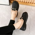 thumbnail image 4 of Winter Loafers for Women Fashion Metal Chain Qulited Fuzzy Slip on Shoes Comfy Casual Walking Shoes Booties Black Size 8.5, 4 of 8