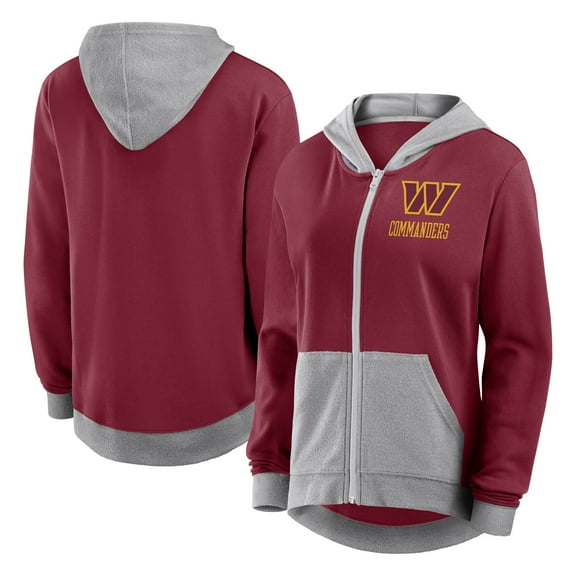 Women's Logo Athletic Burgundy Washington Commanders Hit It French Terry Full-Zip Hoodie