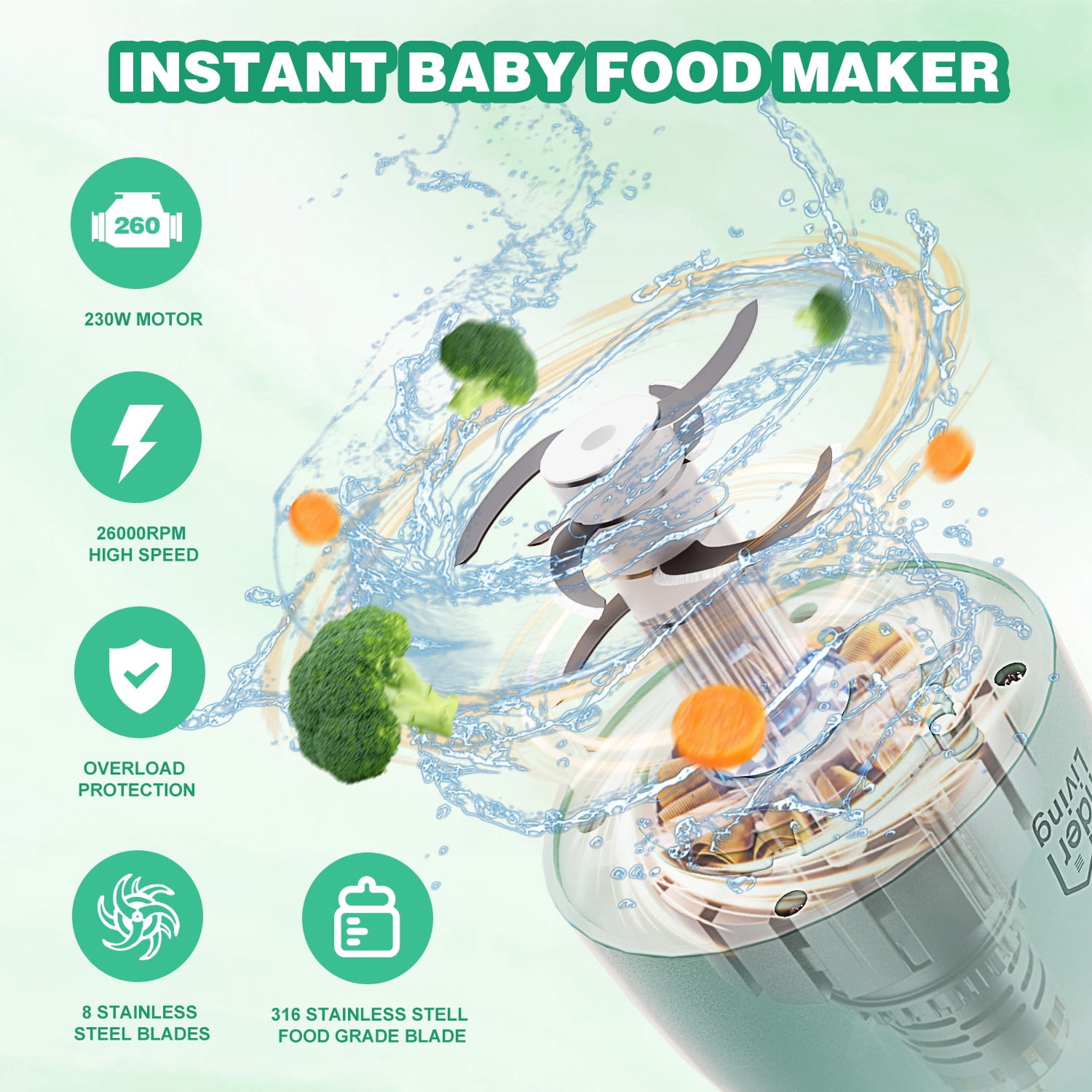 Baby Food Maker Processor Blender Puree for Baby Food Fruit Vegetable, One Step Meal Prep