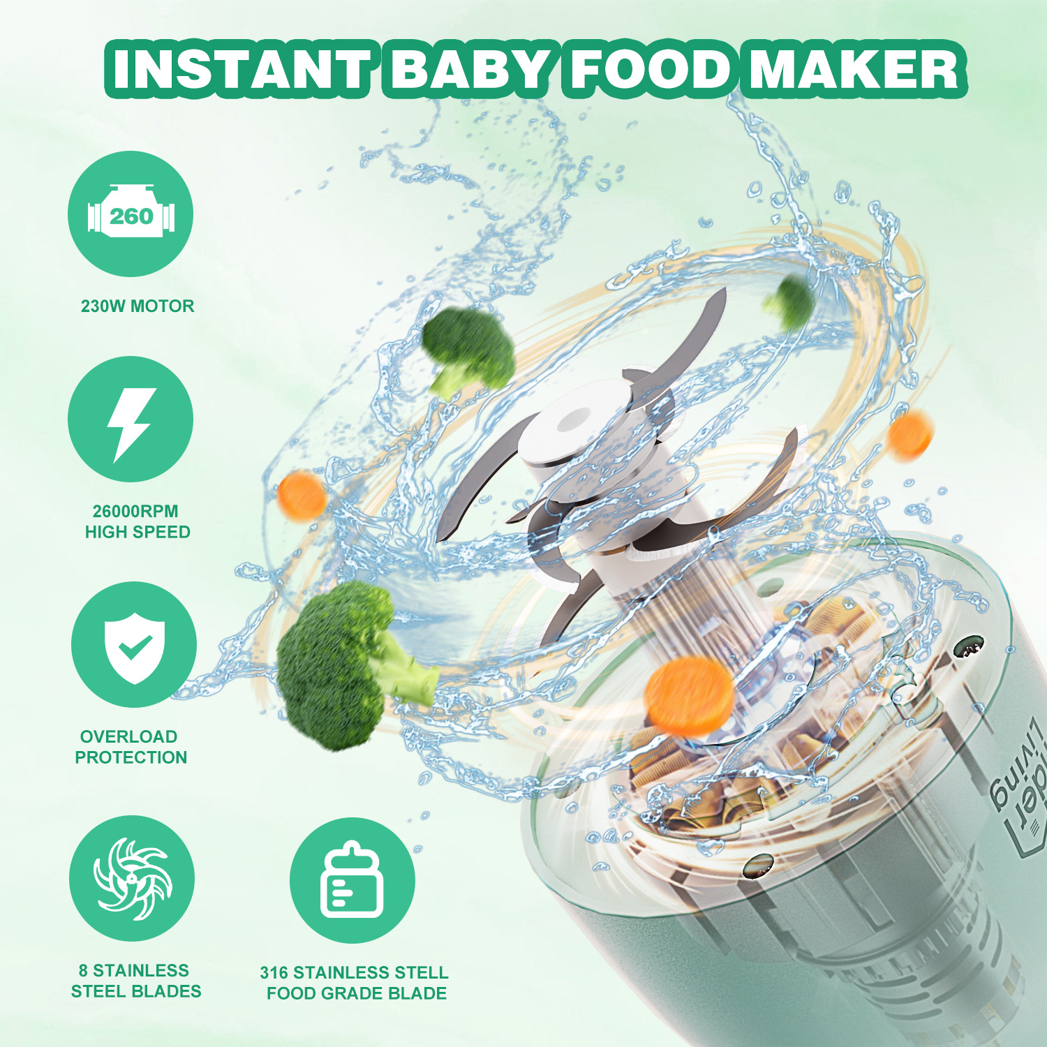 Wonderliving Baby Food Maker Processor with Storage photo 5