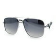 thumbnail image 4 of Mens Mogul Mobster Rectangle Metal Rim Double Bridge Luxury Sunglasses Silver - Silver Mirror, 4 of 8
