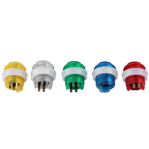 Piezas de juego de Arcade, 5 unidades por juego, pulsador iluminado LED, botón LED para Arcade, pulsador con LED, durabilidad extendida Jadeshay A