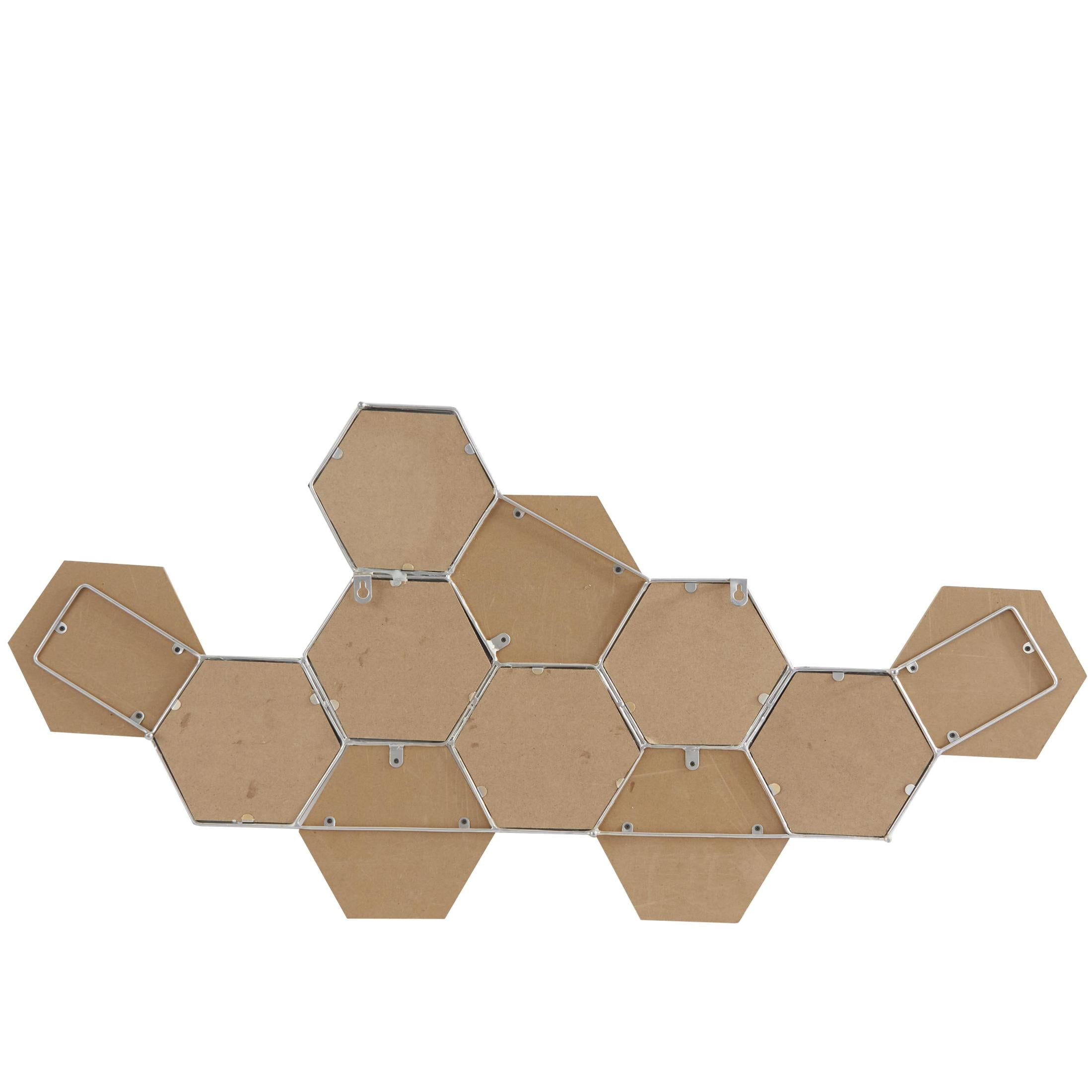 CosmoLiving by Cosmopolitan Brown Wood Honeycomb Geometric Wall Decor with Mirrors