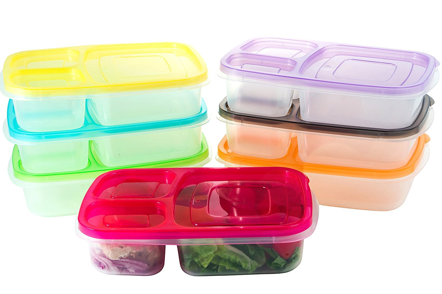 3 Compartment Multicolor Plastic Bento Lunch Box Food Storage Container 4 Pack 3 Compartment Multicolor Plastic Bento Lunch Box Food Storage Container 4 Pack