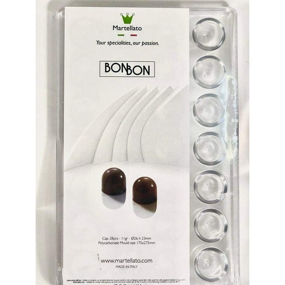 Martellato MA1927 Chocolate Mold with 28 Dome-Shape Cavities, Each 26mm Diameter x 23mm High