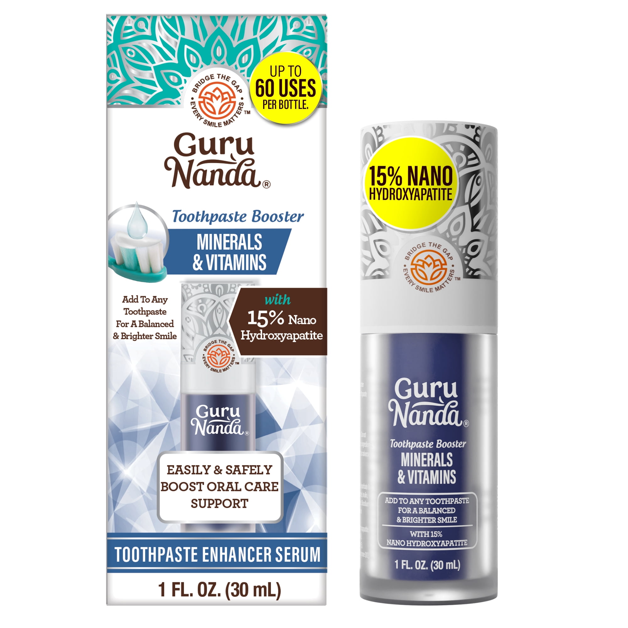 (2 pack) GuruNanda Mineral & Multivitamin Toothpaste Booster Serum with 15% NHAP - Unflavored -  1 fl oz