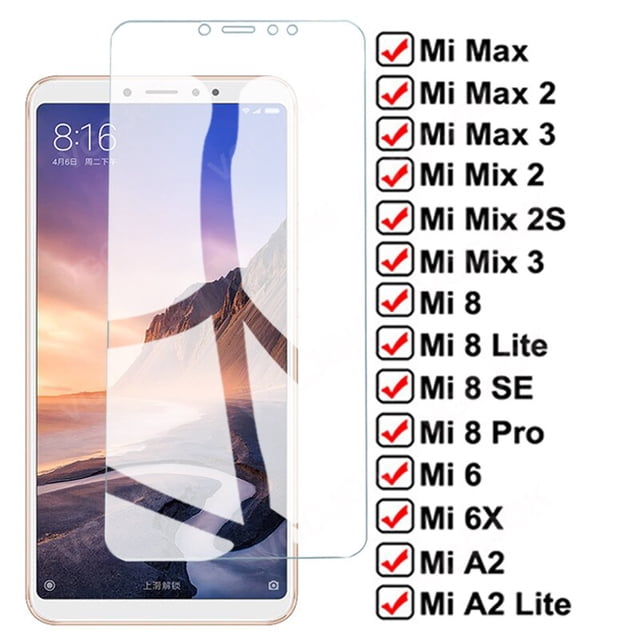 Vidrio de protección completa 11D para Xiaomi Max 2 3 Mix 2 2S 3 Película protectora de vidrio Mi 6 6X Mi 8 SE A2 Lite Protector de pantalla templado Tan Jianjun unisex