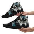 thumbnail image 4 of Coolcustomize Men's Wolf Face High-top Sneakers, Casual Shoes with Wolf Print (Blue/White/Black) - Lace-Up Boots for Outdoor, Casual & Gym - All-Season Wear - Comfortable Round-Toe Design, 4 of 10