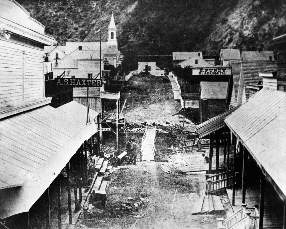 Califofrnia Mining Town Nview Of Downieville In The Sierra Nevada