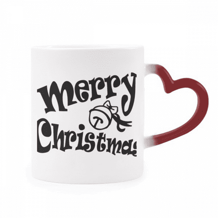 

Black Lovely Font Merry mas Heat Sensitive Mug Red Color Changing Stoneware Cup
